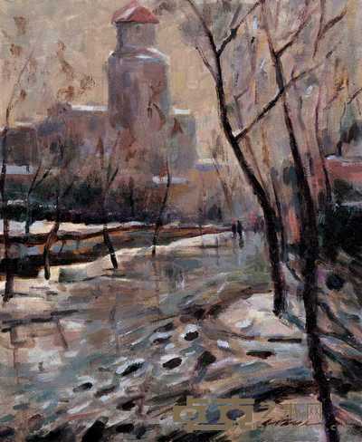 李醉 公园雪景 34×27cm